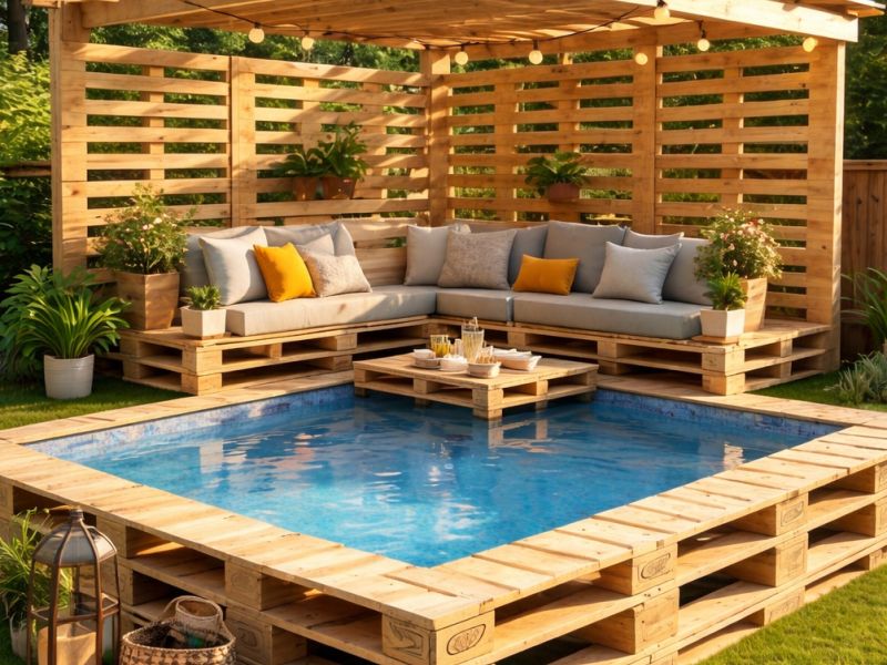 Bazen iz palet: nora ideja za poletna druženja