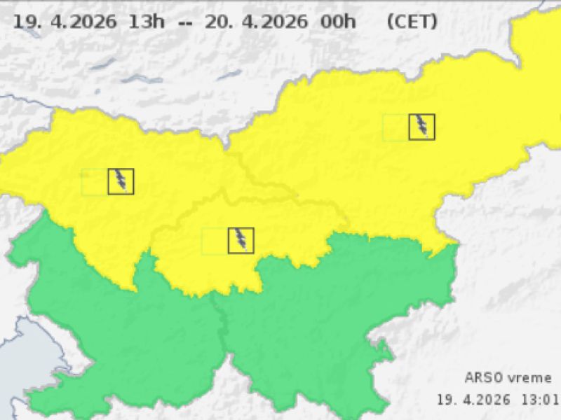 Vreme se obrača: prihajajo nevihte, Arso izdal rumeno opozorilo
