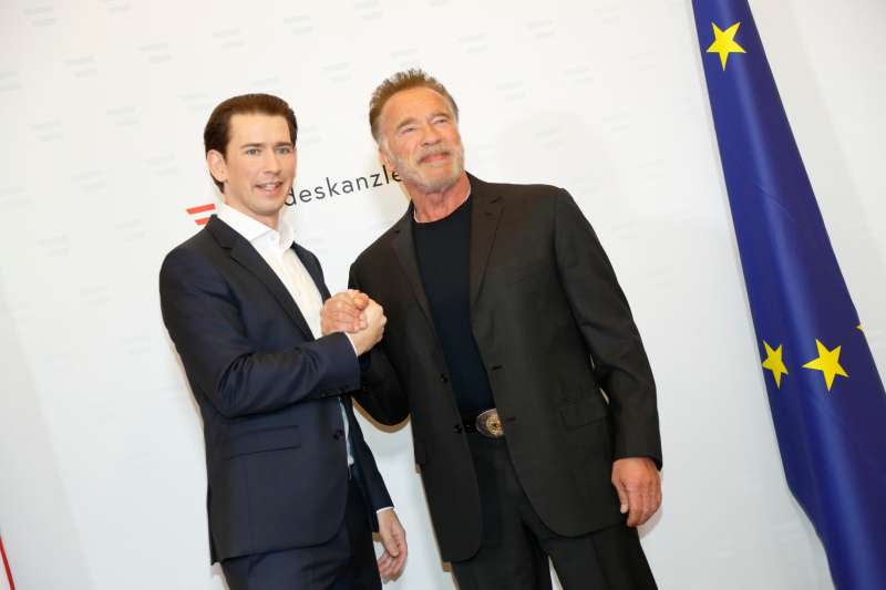 Na Dunaju se je mišičnjak sestal s kanclerjem Sebastianom Kurzem.