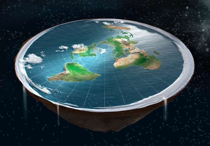 Takšna naj bi bila Zemlja, pravijo zagovorniki ploščate Zemlje. Antarktika naj bi obkrožala celoten disk, na njenem robu pa bi se lahko zazrli neposredno v vesolje.