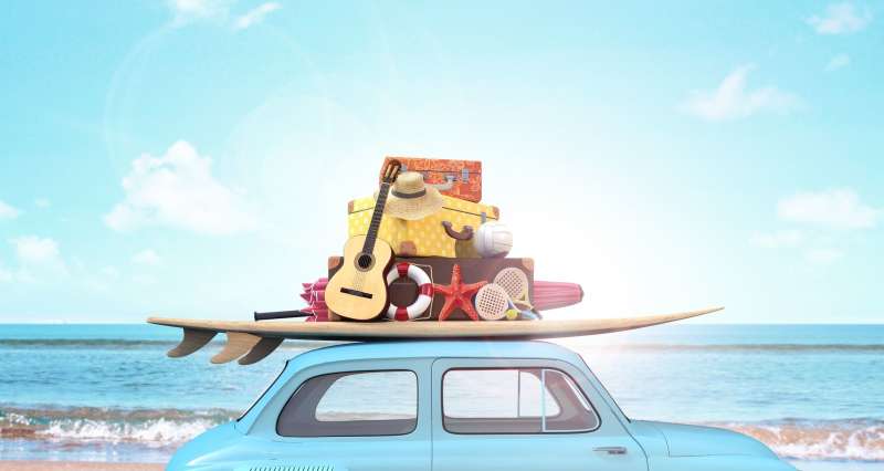 avto, dopust, morje, prtljaga