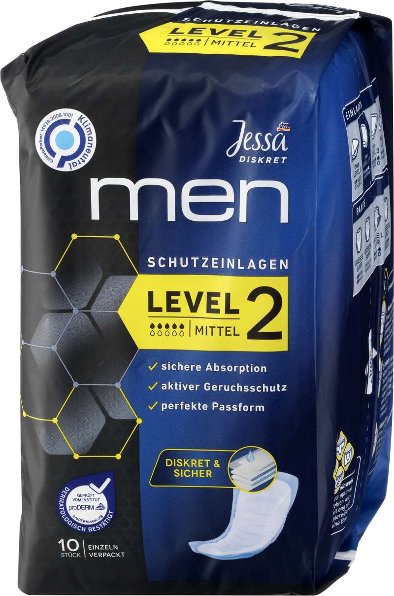Moške higienske predloge za inkontinenco 2 (srednje) Jessa DISKRET, 10 kosov, 3,99 EUR, v prodajalnah dm