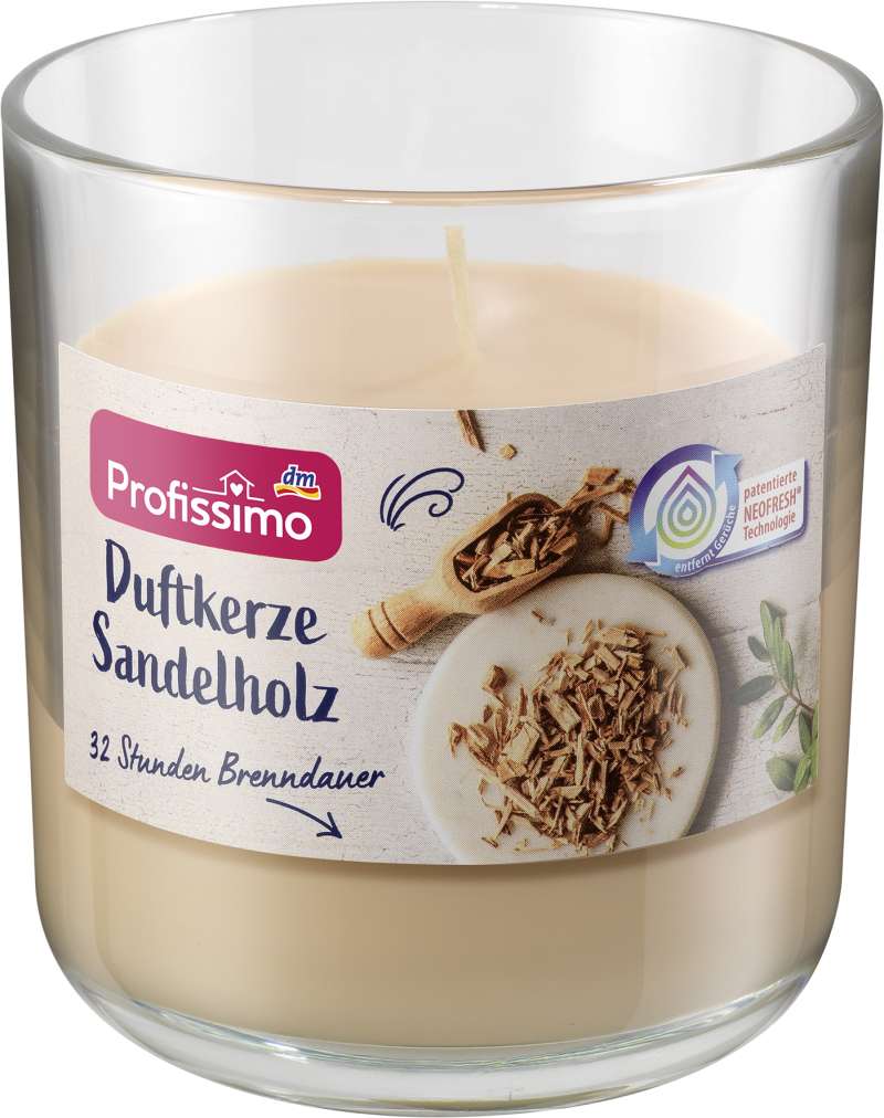 Dišeča sveča v kozarcu z vonjem sandalovine Profissimo, 2,49 EUR, v prodajalnah dm