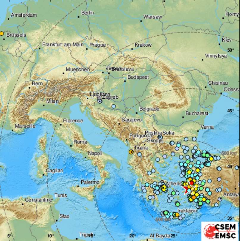 potres, Egejsko morje, Grčija