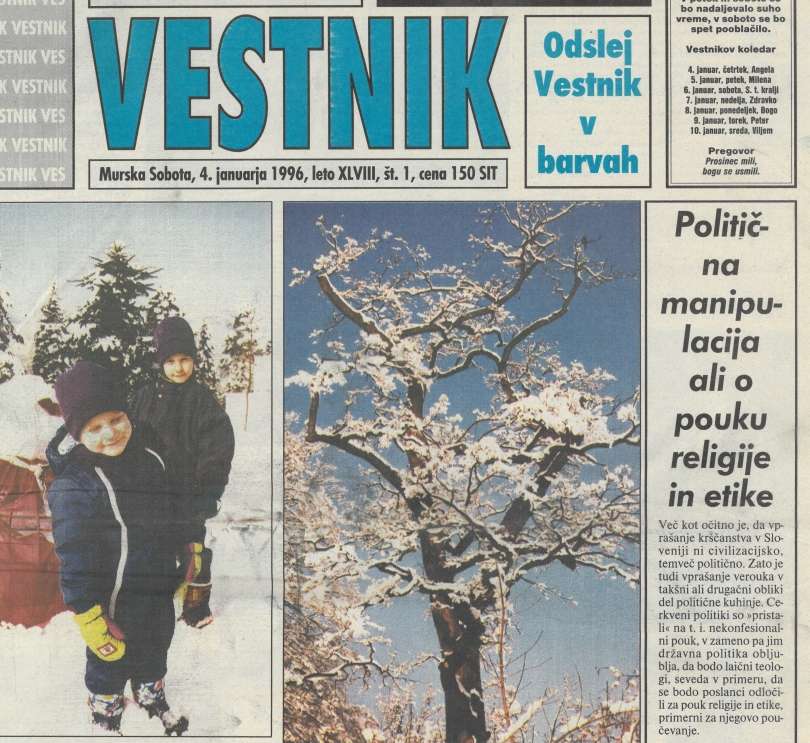 naslovnica Vestnika iz leta 1996