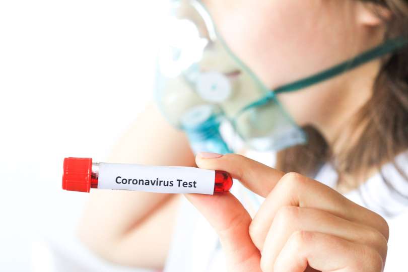 koronavirus, simbol, bris, test