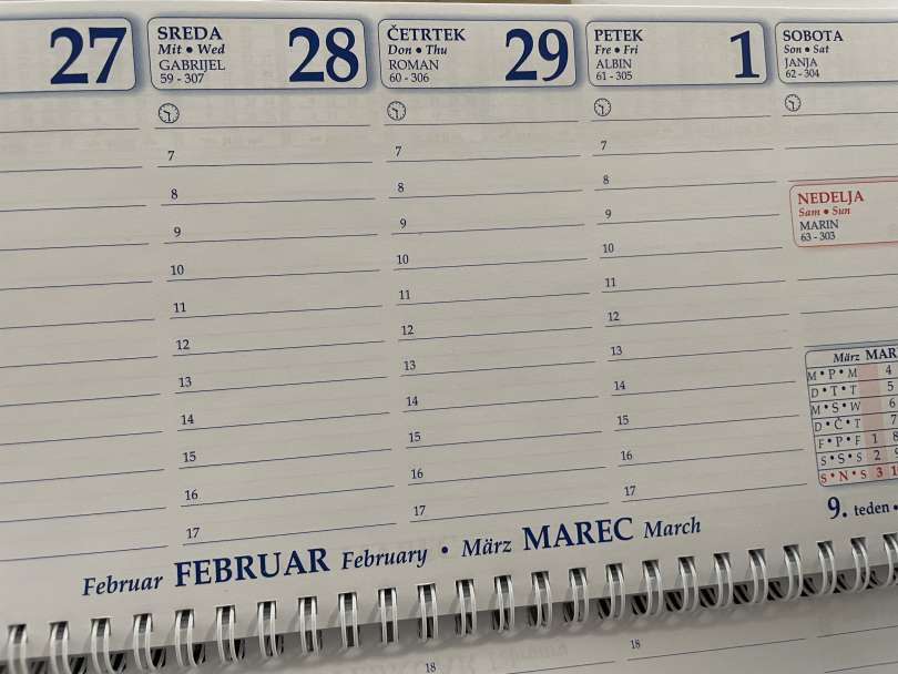 februar, koledar
