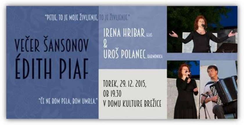 Večer šansonov Edith Piaf spet v Brežicah