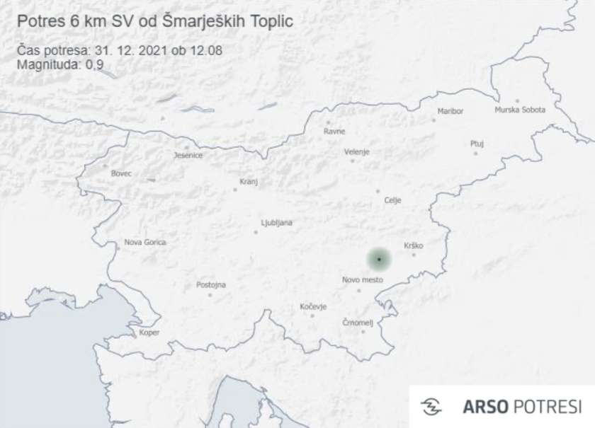 Šibek potres v bližini Šmarjeških Toplic