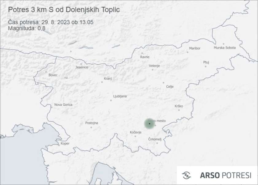 Potres v bližini Dolenjskih Toplic
