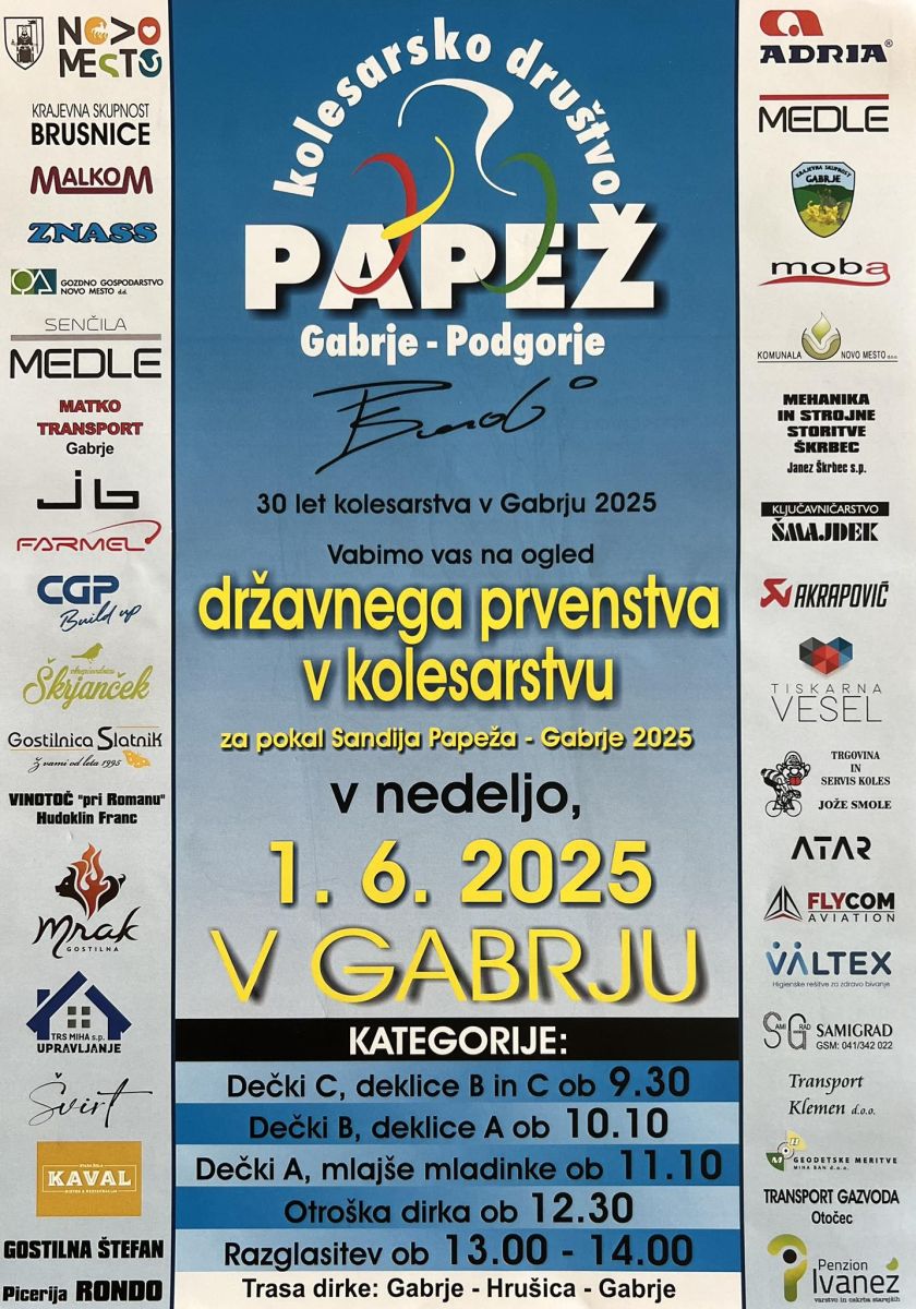 Gabrje v nedeljo v znamenju kolesarstva