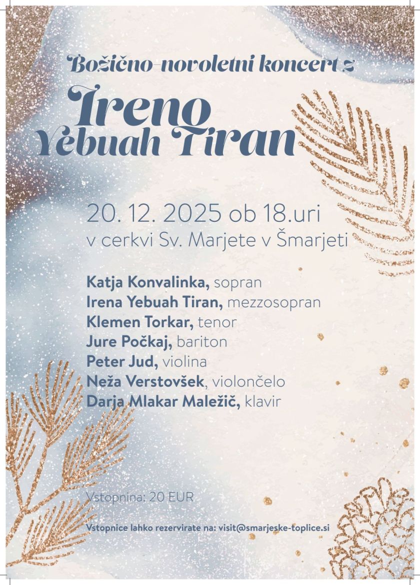 Božično-novoletni koncert z Ireno Yebuah Tiran v Šmarjeti