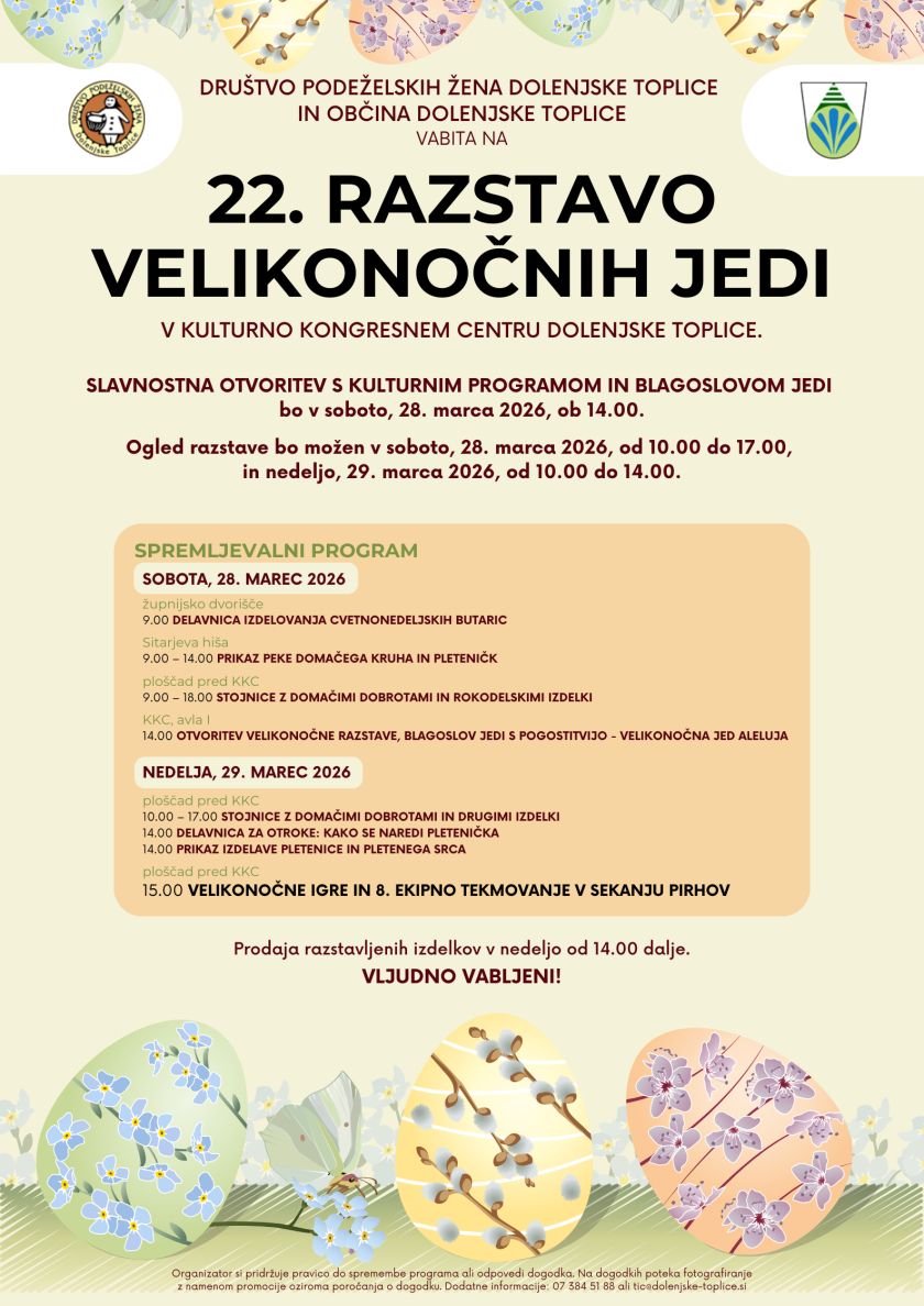 Dolenjske Toplice vabijo na 22. razstavo velikonočnih jedi