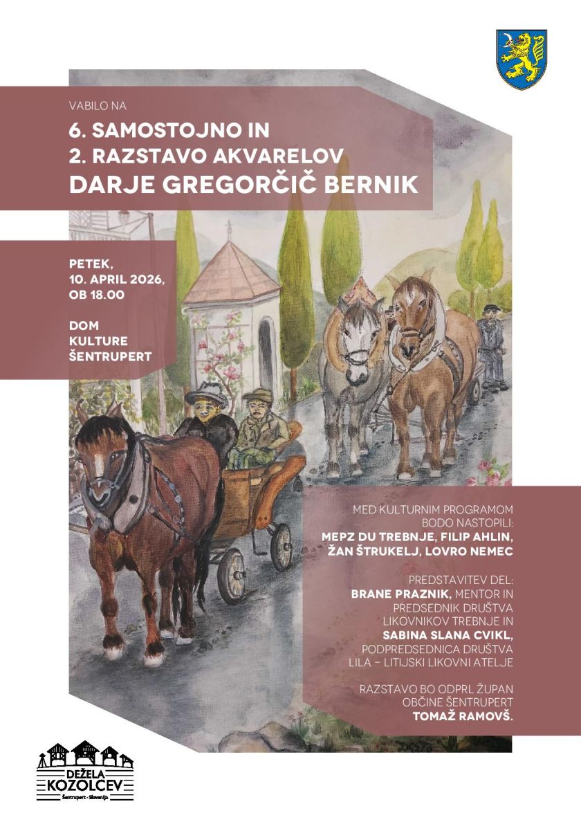 Razstava akvarelov Darje Gregorčič Bernik v Šentrupertu