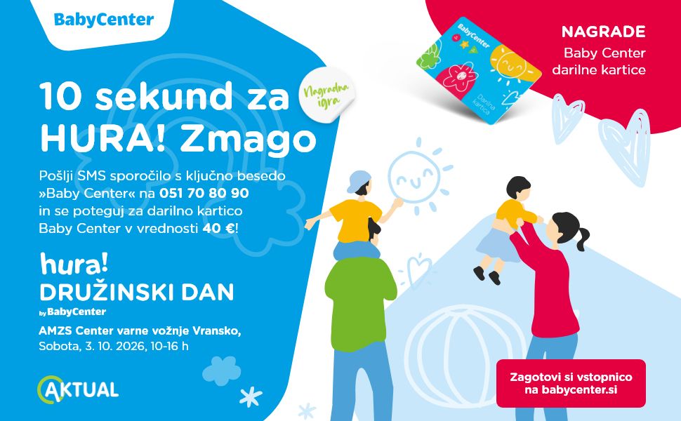 10 sekund za HURA! Zmago in Baby Center darilno kartico