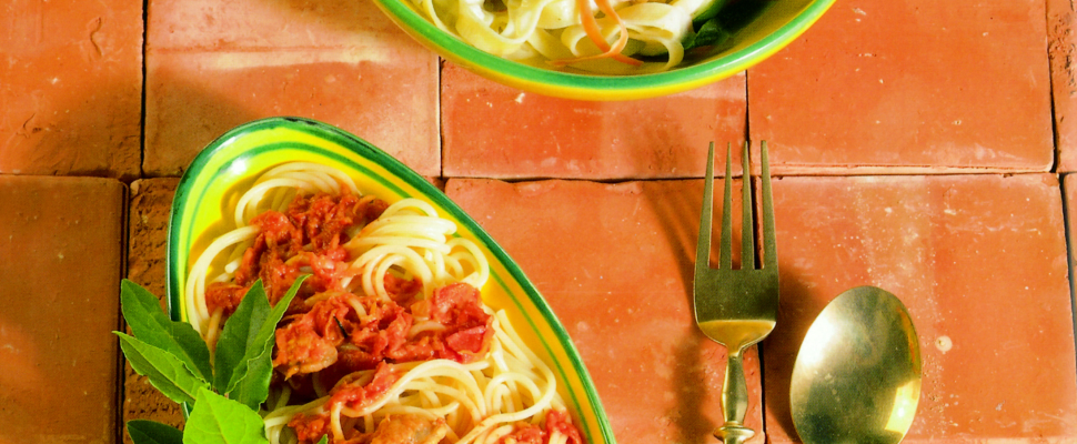 Bolonjska omaka iz škarpine (na sliki spodaj)